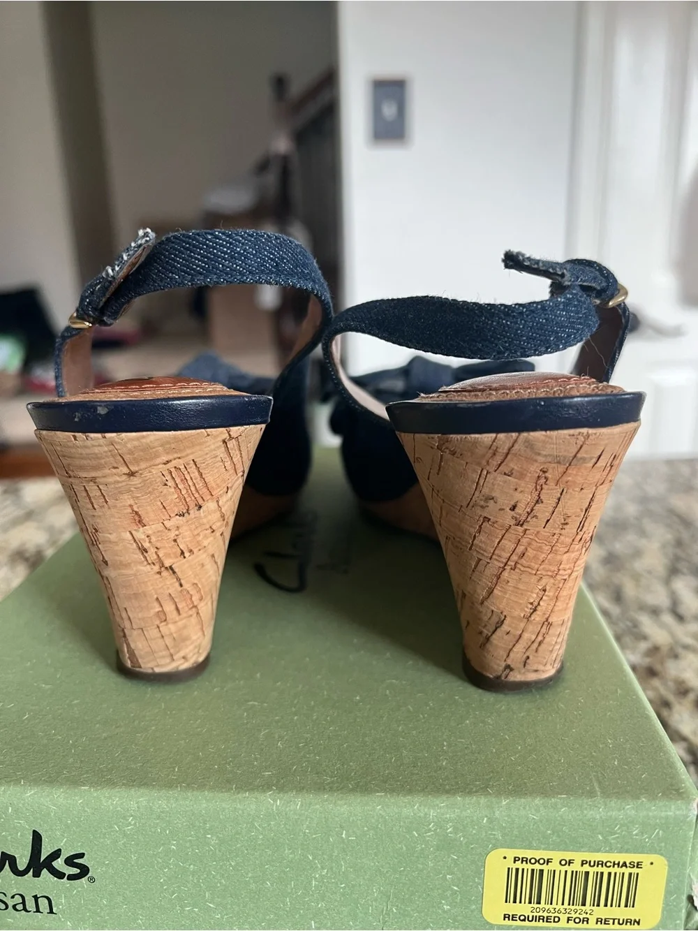 Clarks Artisan Fiddle Bow II Denim Slingback Sandals 7